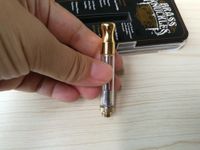Wholesale Brass Knuckles ml Cartridges Clone Ceramic Dual Cotton Coil Gold Glass Tank Atomizer with Flavour Stickers Acrylic Case Box DHL