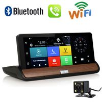 Wholesale 7 Inch Full HD P G Wifi WIFI Rearview Camera Android Car DVR GPS G Sensor GB Bluetooth Dual Lens Navigation System