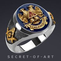 Wholesale 2019 New Fashion Eagle Men s Masonic AG Gold Plating Copper chirstmas Ring Size