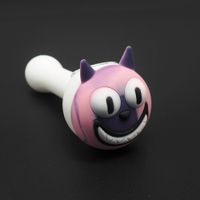 Wholesale glow in the dark cat face hand Pipes for smoking Heady silicone Pyrex Spoon Pipe Bongs tobacco cigarette holder
