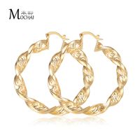 Wholesale New Fashion Big Circle Punk Great Wall Pattern Hoop Earrings Twisted Gold Color For Women Party Top Quality zk30 mm