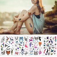 148 21cm Fox Feather Loup Conception Minuscule Petit Autocollant De Tatouage Temporaire Aquarelle Corps Bricolage Art Tattoo Faux Souvenirs