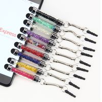 Wholesale Crystal Mini Stylus Pen With mm Dustproof Plug Capacitive Touch Screen Pens for iPhone HTC LG Tablet PC Laptop Smart Phone