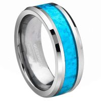 Wholesale 8mm Vintage Opal Tungsten Carbide Rings Infinity Mens Wedding Bands Silver Women Engagement Jewellery Rings