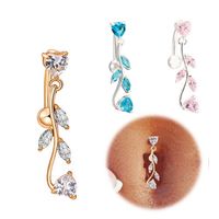 Wholesale New Cubic Zirconia Long Dangle Navel Ring Gold Plated Sexy Bars Women s Body Piercing Belly Button