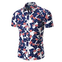 Wholesale Men Hawaii Breathable T Shirts Flag British Printed Slim Pocket Shirts Men Casual Beach Short Sleeve T Shirts
