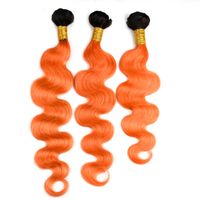 Wholesale Ombre Color B Orange Dark Roots Bundles Brazilian Body Wave Hair Weave Weft G B Orange Human Hair Extensions Two Tone