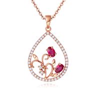 Wholesale Drop Shipping Rose Gold Color Waterdrop Flower Rose Red Crystal Necklace Choker Jewelry for Women Girls