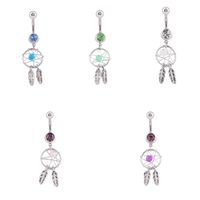 Wholesale Dream Catcher Dangle Navel Belly Button Rings Barbell Lovely Cherry Accessories For Sexy Body Piercings Small Percing Navel Nail