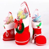 Wholesale Merry Christmas Santa Boot Shoes stockings Hanging Candy Gift Bags Xmas Tree Decoration high quality