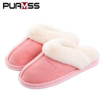 Wholesale Women Winter Warm Furry Slippers Sheep Lovers Indoor Home Slippers Plush Size Comfy House Shoes pink Ladies comfy Slippers
