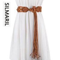 Wholesale vintage Bohemian style Braided belts for women knitted Hollow ladies belt wide decoration fashion female dress