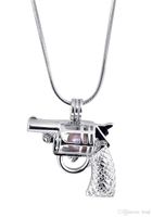 Wholesale New Design Gun Cage Pendant Pistol shape Pearl Gem Beads Locket Pendant Mounting DIY Jewelry Charms Accessory P70