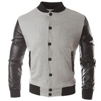 Wholesale New Trend Black College Baseball Jacket Men Boy Veste Homme Casual Pu Leather Sleeve Mens Sweatshirt Varsity Jackets For Fall