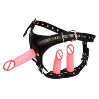 Wholesale Chastity Devices Leather Pants Wear Vibrating Dildo Removable Strap on Dildos Artificial Penis Sleeve Couple Sex Toys for Couple C3
