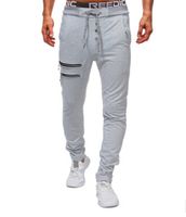 Wholesale Mens Solid Color Joggers with Zippers Buttons Male Casual Athletic Pancil Pants Fitness Thin Sweat Pants