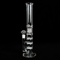 Wholesale Straight Tube Glass big Bong Triple Dab Rig Birdcage Perc Hookahs Honeycomb Water Pipes Oil Rigs Bongs For Smoking With Banger Bowl mm