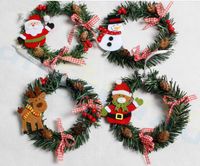 Wholesale festival party wreath New Year Christmas Decoration props Santa Claus PVC small wreath window door ornaments