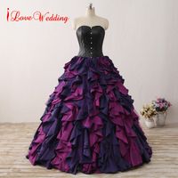 Wholesale Gothic Sleeping Beauty Princess Medieval black leather Ball Gown Wedding Dress Long Sleeve Lace Appliques Victorian Bridal Gowns