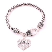 Wholesale Special Women Heart Bracelet Design BEST FRIEND Written Birthday Gift For BFF Wheat Link Chain Zinc Alloy Dropshipping
