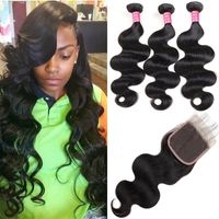 Wholesale 8A Indian Virgin Human Hair Bundles With X4 Lace Closure Body Wave Loose Deep Wave Straight Water Wave Kinky Curly Indian Virgin Hair