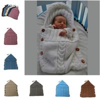 Wholesale New Baby Newborn Knitted Blanket Handmade Wrap Super Soft Sleeping Bag Cotton Jacquard Blanket Layer Thread Tassel Hat Top