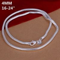 Wholesale 2022 Fashion Solid Sterling Silver Chain MM Men Women Necklace inch XMAS New Classic Snake Necklace Chain Link Italy N191