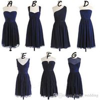 Wholesale Navy Blue Short Bridesmaid Dress Cheap Chiffon Maid of Honor Dress For Junior Wedding Party Gown