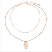 Wholesale RscvonM New fashion multi layer pineapple necklace set Simpl gold bead double chai necklace for women