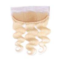 Wholesale Russian Blonde Human Hair Body Wave Wavy Ear to Ear x4 Lace Frontal Closure with Baby Hairs Blonde Full Lace Frontals quot
