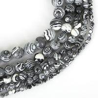 Wholesale 8mm Natural black white malachite stone round loose ball Beads quot Strand MM DIY Jewelry Making bracelet