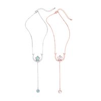 Wholesale Hot sale Popular Women Star Moon Crystal Pendant Necklace Color Rose Gold Silver drop shipping