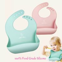 Wholesale Waterproof Food Grade Silicone Bib FDA Approve Easily Wipes Clean Comfortable Soft Baby Bibs Keep Stains Off Set of Colors