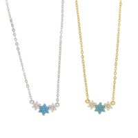 Wholesale 2018 High quality fashion women flower jewelry fine sterling silver mini tiny cz turquoise stone snowflake link chain pendant necklace
