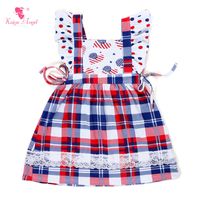 Wholesale Kaiya Angel Girls Dress New th Of July Baby Girl Dresses Children Clothing Royal Blue Red White Plaid Dress Kids Clothes