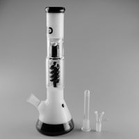 Wholesale Glass Bong Inches Oil Rig Spiral Perc Water Pipe Ice Notches Milky Beaker Bong with Downstem and Bowl