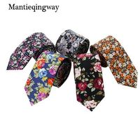 Wholesale Mantieqingway Men s Floral Neck Tie Cotton Casual Fashion Ties for Mens Wedding Party Flower Neckwear Navy Blue Black Neck Tie
