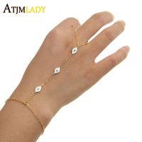 Wholesale 3 colors new tiny cute evil eye charm white enamel fashion jewelry cm wrist baby jewelry hand bracelet slave bracelets