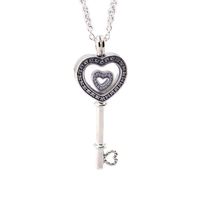 Wholesale Compatible with Pandora jewelry Sterling Silver Pendants Floating Locket Big Heart Key Necklace For Women Original Fashion Pendant