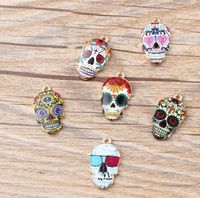 Wholesale 100 Skull Charms Skeleton Pendants Diy Jewelry Accessories In Gold Metal different colors