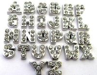 Wholesale silver color full rhinetones letter A Z alphabet floating locket charms beads fit for DIY Magnetic locket