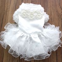 Wholesale New Princess Pearls Fungus Lace Dog Pet Wedding Dress Tutu Cat Puppy Skirt Dresses Outfit Dinner Party Sizes Colours