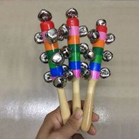 Wholesale Cartoon Baby Rattle Rainbow Rattles With Bell Wooden Toys Orff Instruments Educational Toys Party Festive Noise Maker WX9