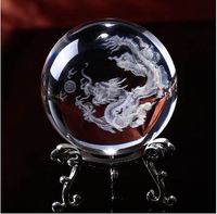 Wholesale Glass Ball D Laser Engraved Dragon Crystal Ball Feng Shui Globe Home Decoration Accessories Miniatures Gifts