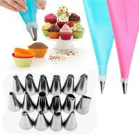 Wholesale 18 Set Silicone Pastry Bag Nozzles DIY Icing Piping Cream Reusable Pastry Bags Nozzle Pcspiping Tip Coupler