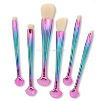 Wholesale 6pcs set Cosmetic Shell Makeup Brushes Set Power Foundation Eye Shadow Brow Contour Blending Make Up Brushes Beauty Tools DHL free