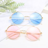 Wholesale Double beam round color sunglasses fashion flashing glasses men s and women s sunglasses Flicker lens for girls