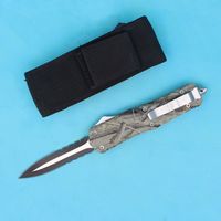 Wholesale Green Camo A07 AUTO Tactical Knife C Double Edge Half Serration Blade EDC Pocket Knives Survival Gear Xmas gift