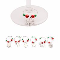 Wholesale 6pcs Set Christmas Wine Glass Decoration Charms Party New Year Cup ring Table Decorations Xmas Pendants Metal Ring Decor
