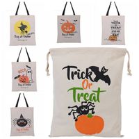 Wholesale New Halloween Sacks Candy Gifts Bag Storage Bags Reusable Canvas Handbag Cartoon Tote Pumpkin Spider Print Shoulder Bag cm WX9